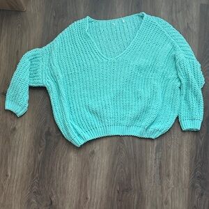 Elegant V-Neck Sweater in Aqua
